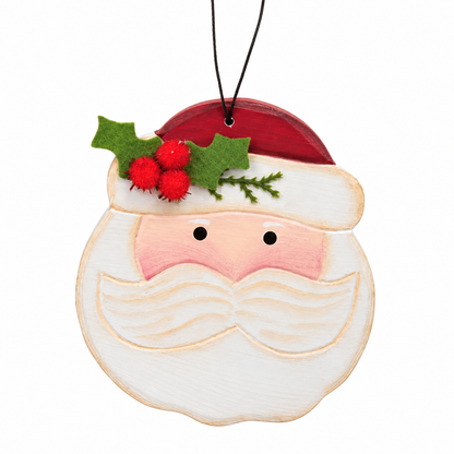 Hand Carved Wooden Santa Ornament - 3.75"