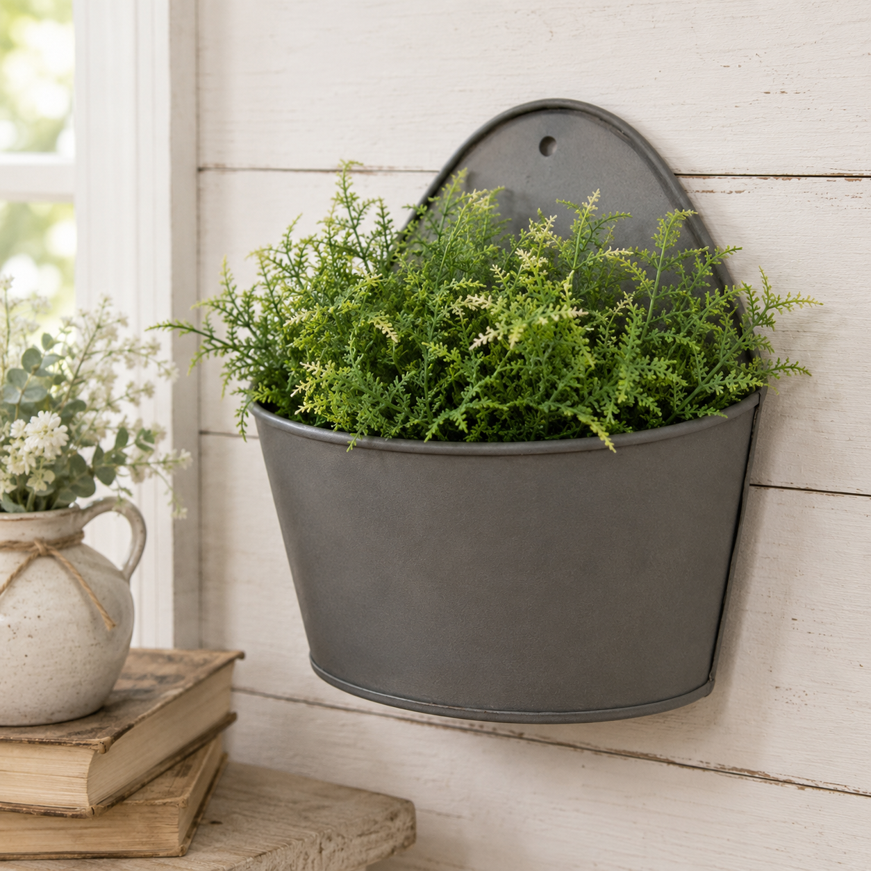 Galvanized Wall Planter Bucket - 6 Inch