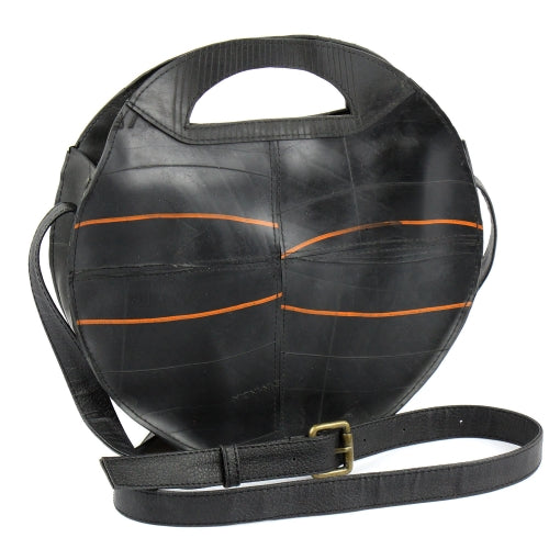 Recycled Rubber Shoulder Bag – Round Shape with Inner Pockets