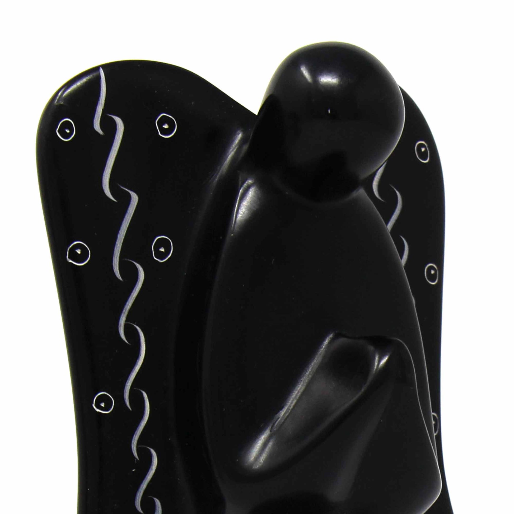 Spiritual gift angel made from black Kenyan soapstone