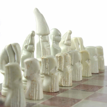 Ethical and eco-friendly chess set, hand-carved from sustainable Kisii soapstone in southwestern Kenya.