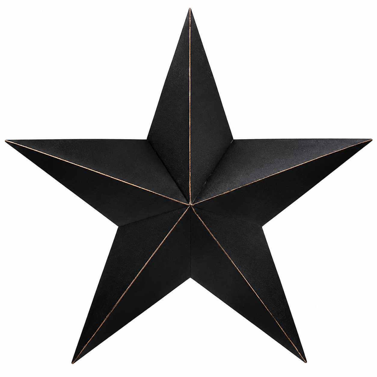 Twenty-four-inch black five-point metal barn star with rust-colored accents for primitive country decor.