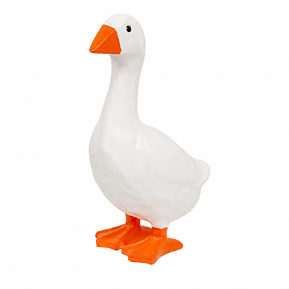 White Carved-Look Resin Goose - 7"