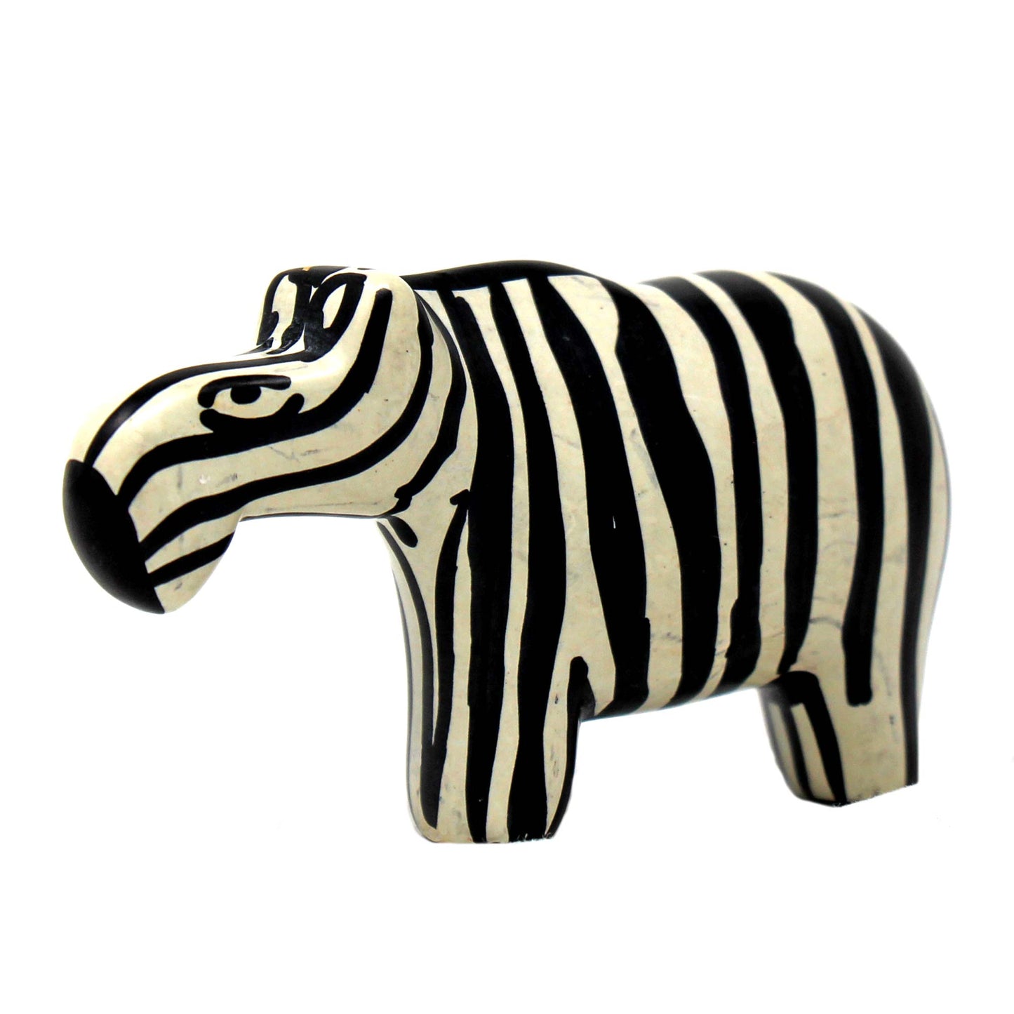 Pair of small zebra figurines with complementary stripe designs