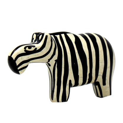 Pair of small zebra figurines with complementary stripe designs