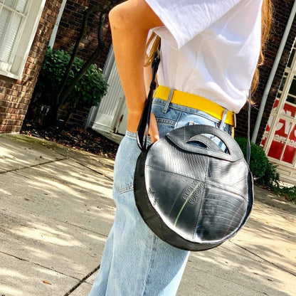 Recycled Rubber Shoulder Bag – Round Shape with Inner Pockets
