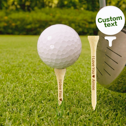 Custom eco-friendly bamboo golf tees with precision laser engraving, ideal for Father’s Day, birthdays, or golf events