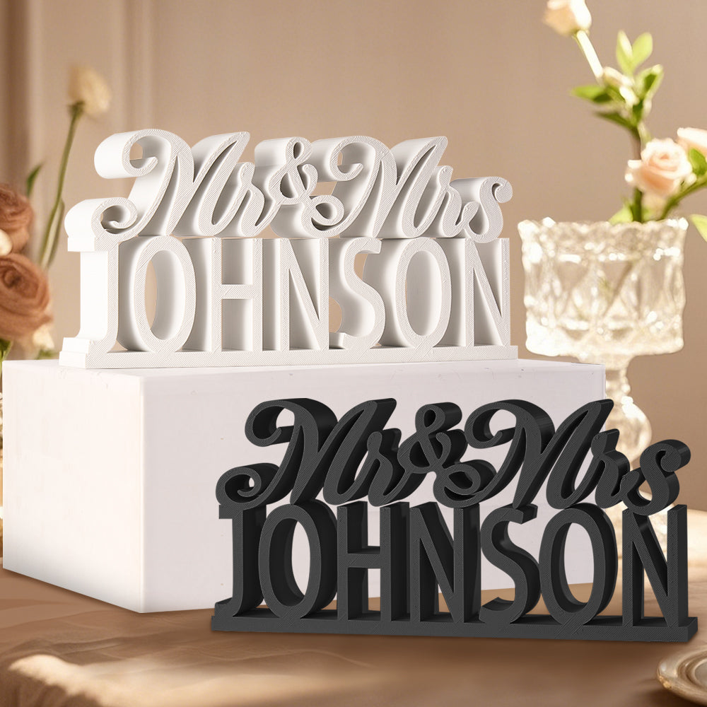 Personalized 3D Printed Mr and Mrs Table Sign for Wedding Decor