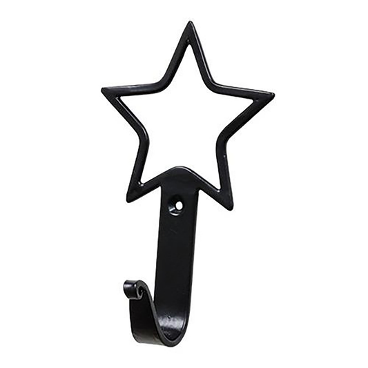 Black metal wall hook with star-shaped topper, 6-inch rustic design for country and farmhouse home décor