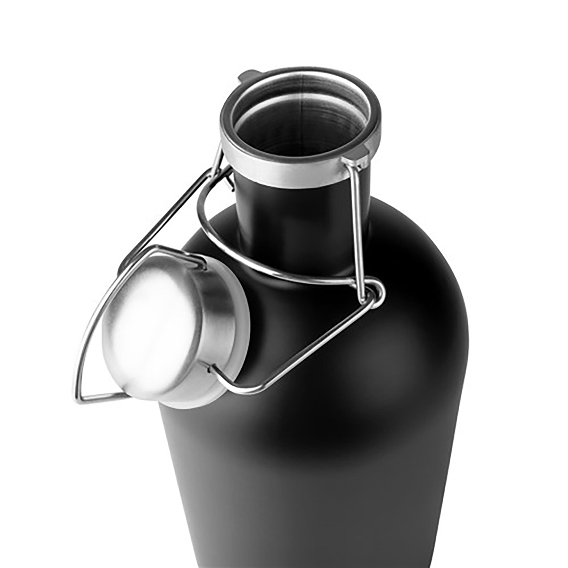 Personalized matte black stainless steel growler with engraved name, 64 oz capacity