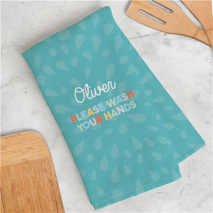 Custom Name-Embroidered Hand Towel for kids. Features a plush microfiber face and cotton terry loops for quick drying.