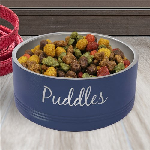 Navy stainless steel bowl for pets with engraved name
