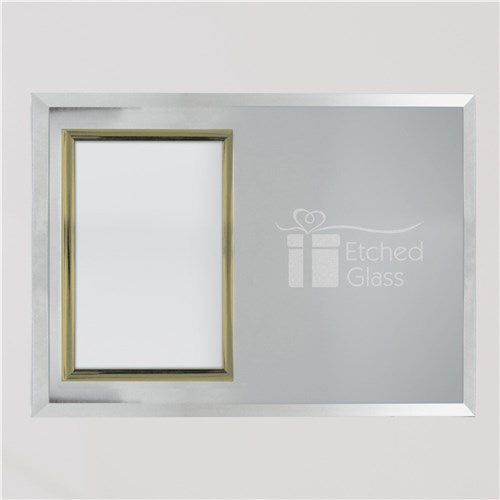 Heavy-weight glass remembrance frame with a gold border and easel legs for tabletop display. Perfect for sympathy gifts and home decor.