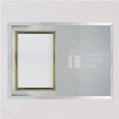 Heavy-weight glass remembrance frame with a gold border and easel legs for tabletop display. Perfect for sympathy gifts and home decor.